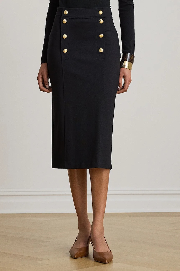 Lauren Ralph Lauren spódnica ołówkowa z wiskozą czarny 200P14024
