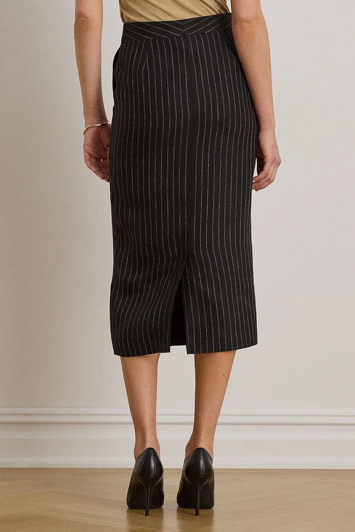 Lauren Ralph Lauren spódnica ołówkowa lniana 200P13971 czarny AW26