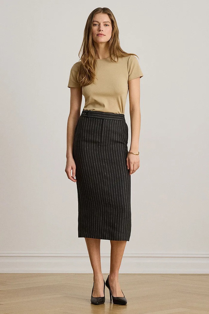 Odzież Lauren Ralph Lauren spódnica ołówkowa lniana 200P13971 czarny