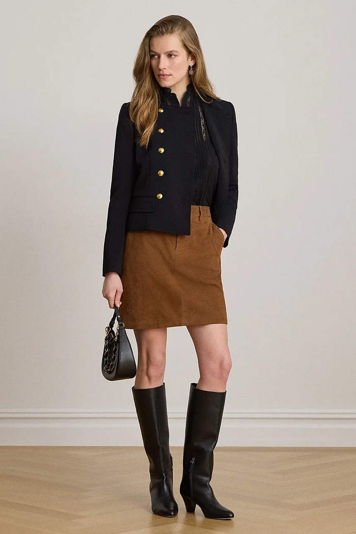 Odzież Lauren Ralph Lauren spódnica ołówkowa zamszowa 200B24160 brązowy