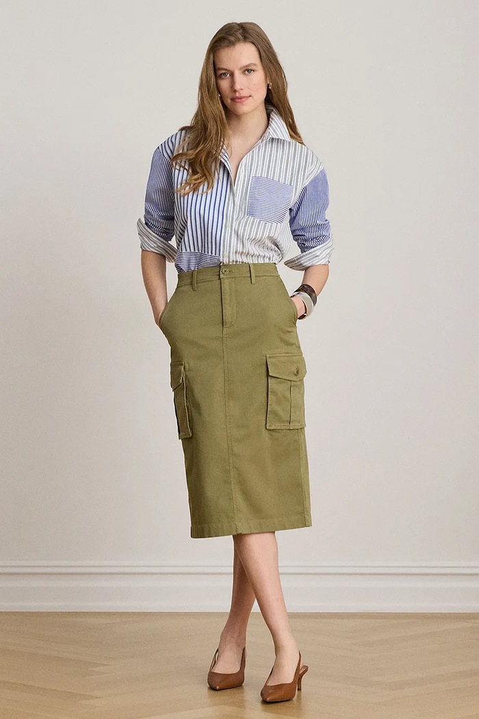 Odzież Lauren Ralph Lauren spódnica ołówkowa bawełniana z elastanem 200B24614 zielony