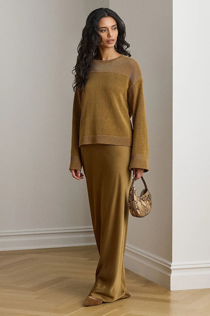 Odzież Lauren Ralph Lauren spódnica rozkloszowana 200P13810 brązowy