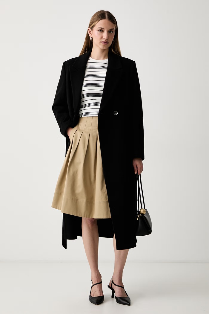 Tommy Hilfiger rozšířená sukně bavlněná WW0WW50140 béžová AW26