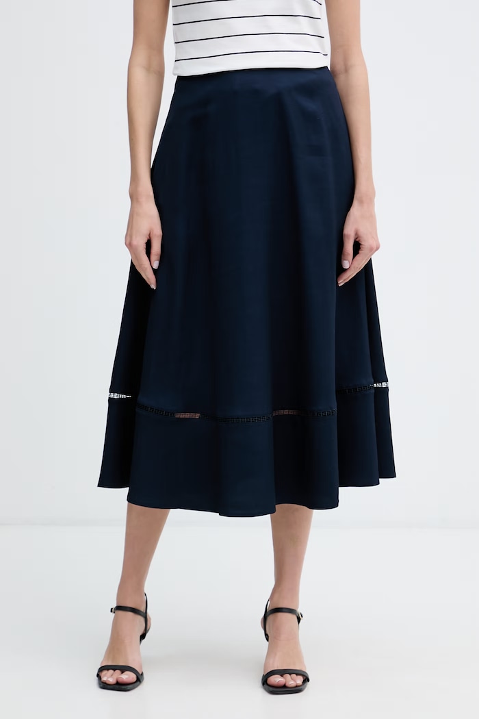 Tommy Hilfiger spódnica trapezowa z wiskozą granatowy WW0WW51057