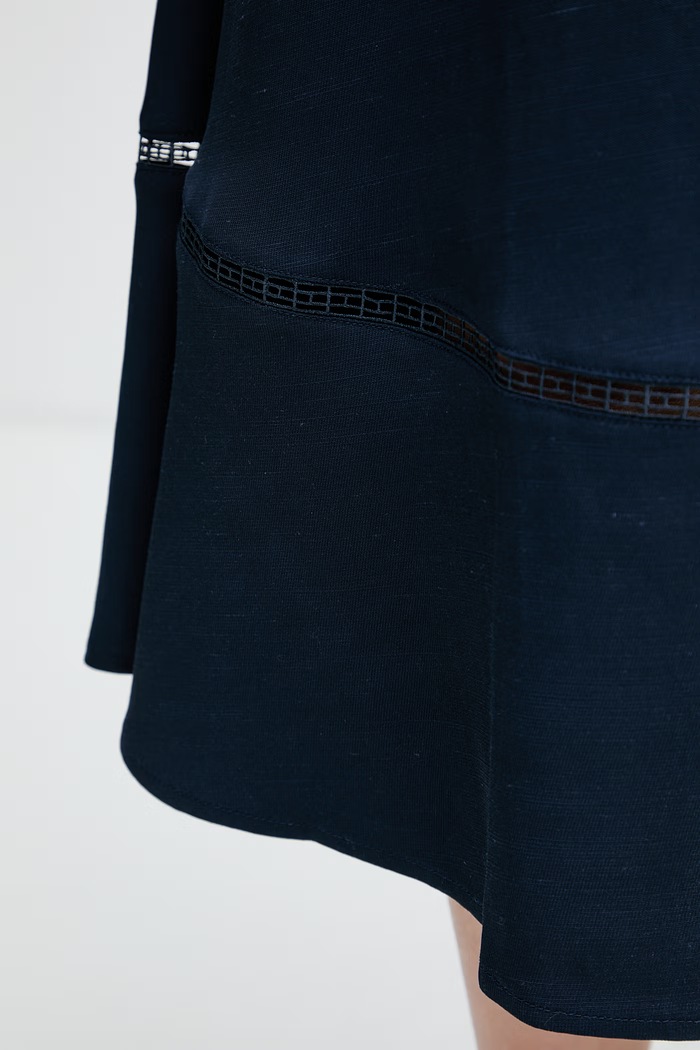 Tommy Hilfiger spódnica trapezowa z wiskozą granatowy WW0WW51057