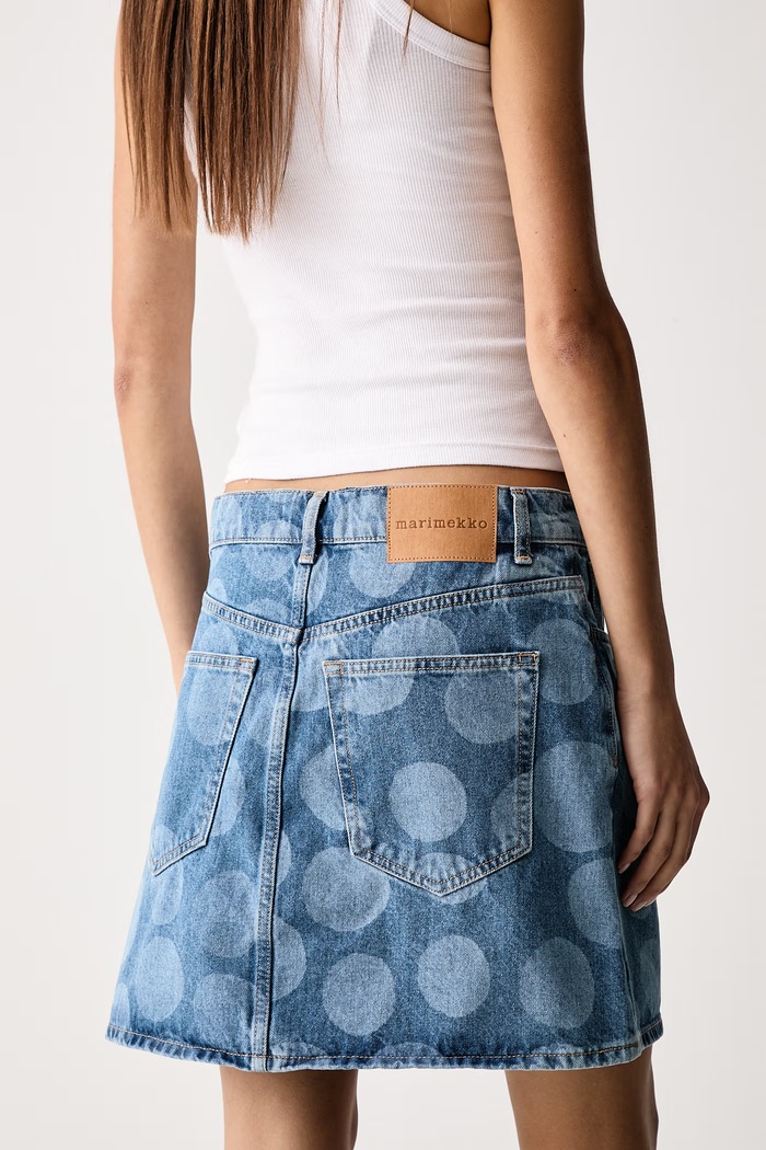 Oblačila Marimekko Krilo denim 096037 modra