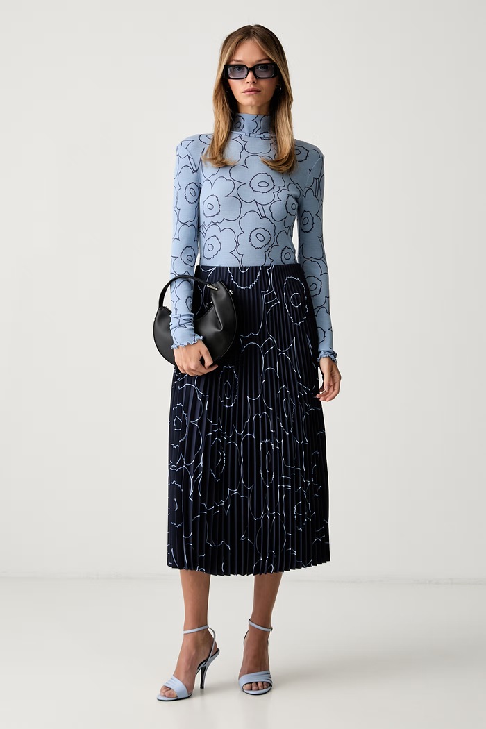 Marimekko plisirana suknja 096042 mornarsko plava AW26