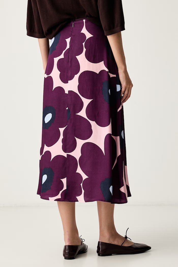 Oblačila Marimekko krilo z lyocellom 095991 vijolična