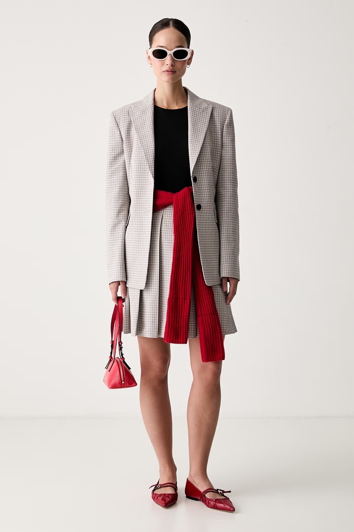 HUGO spódnica rozkloszowana z bawełną Ranike 50566905 szary AW26