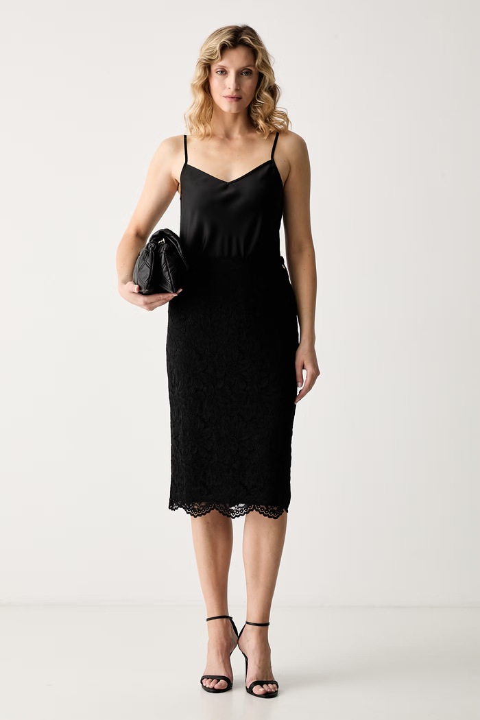 Guess φούστα pencil δαντέλα KATRINA W6YD24.K4404 μαύρο AW26
