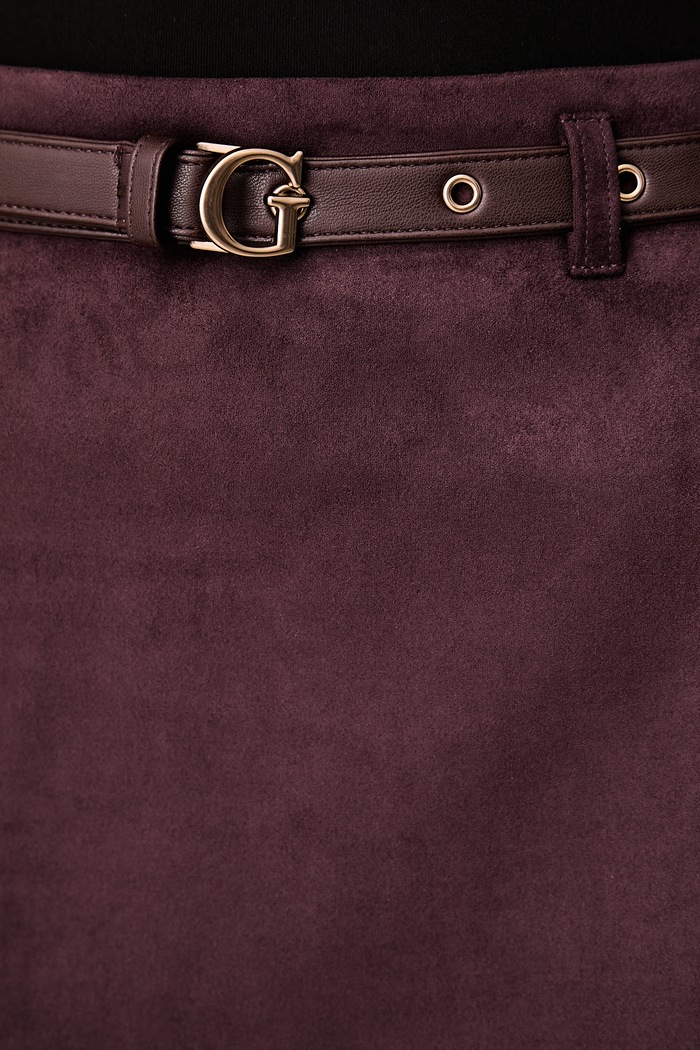 Guess fustă din imitație de piele întoarsă GRACE W6YD06.W2890 violet