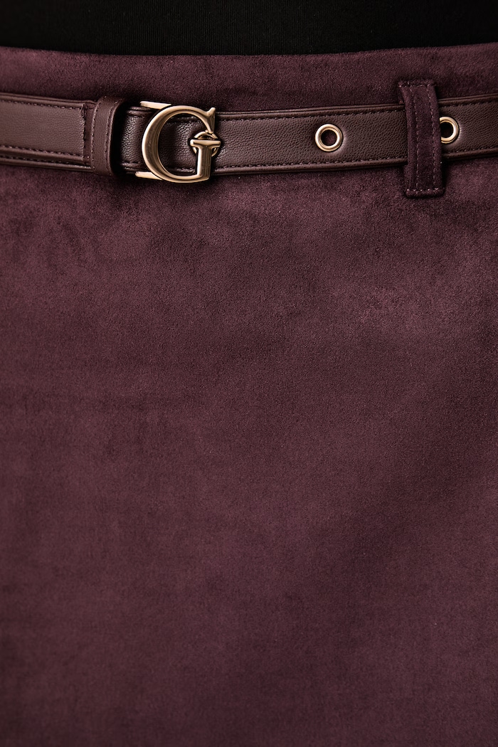 Guess fustă din imitație de piele întoarsă GRACE W6YD06.W2890 violet