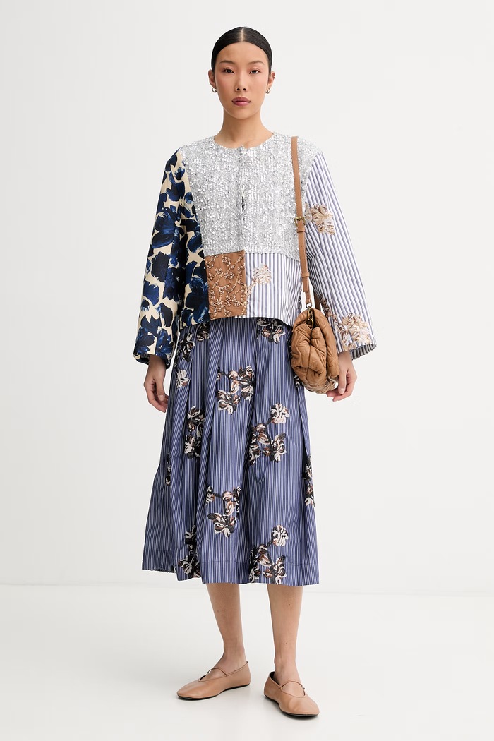 MUNTHE fustă din bumbac NUKKIA 262123426222 bleumarin AW26