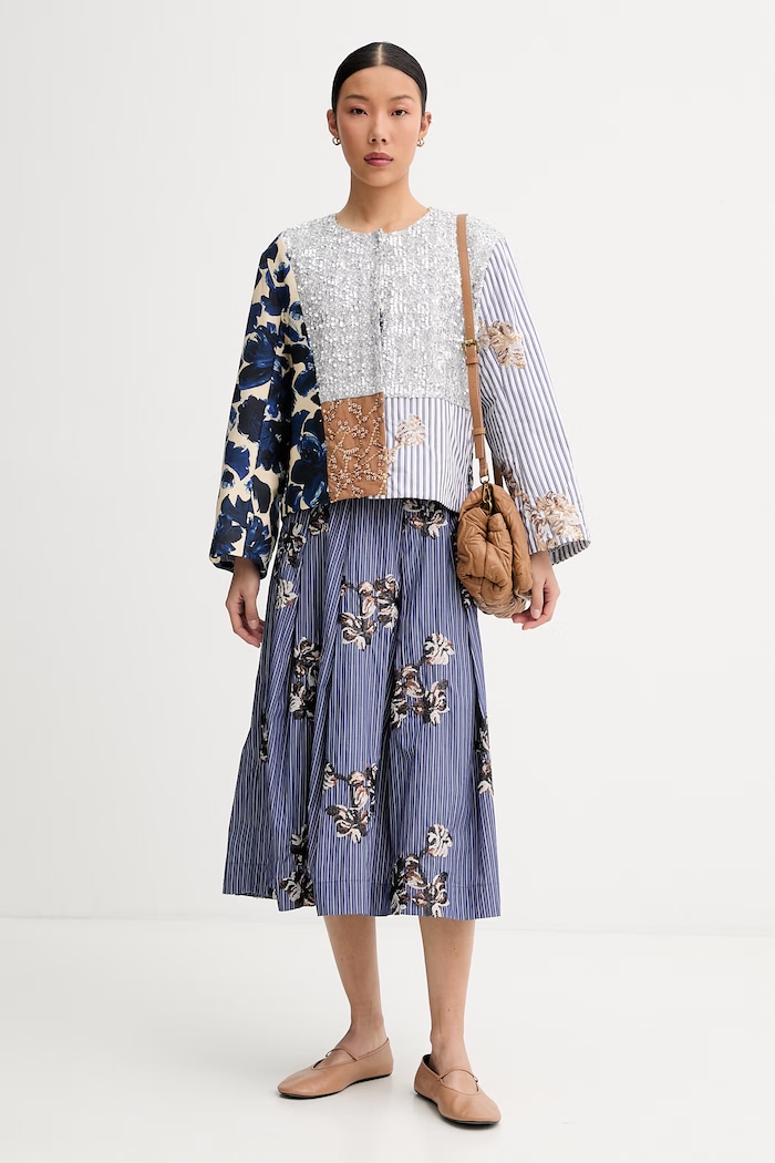MUNTHE fustă din bumbac NUKKIA 262123426222 bleumarin AW26