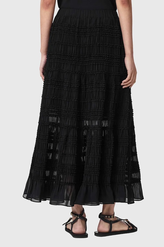AllSaints Spódnica rozkloszowana LOTUS W083RE czarny AW26