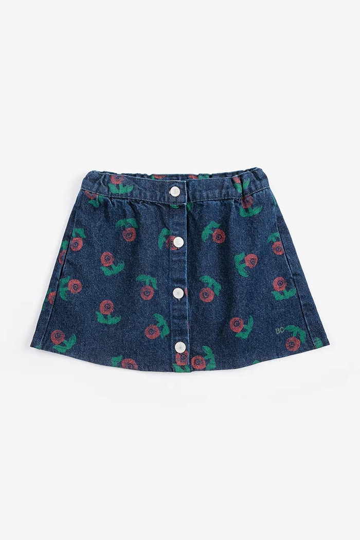 Bobo Choses Sukňa bavlnená Stamp Bloom 226AC079 tmavomodrá AW26