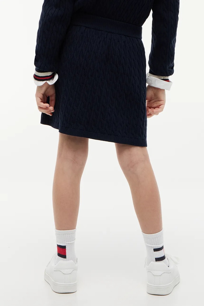 Spódnica rozkloszowana bawełniana Tommy Hilfiger KG0KG09690.9BY2 granatowy