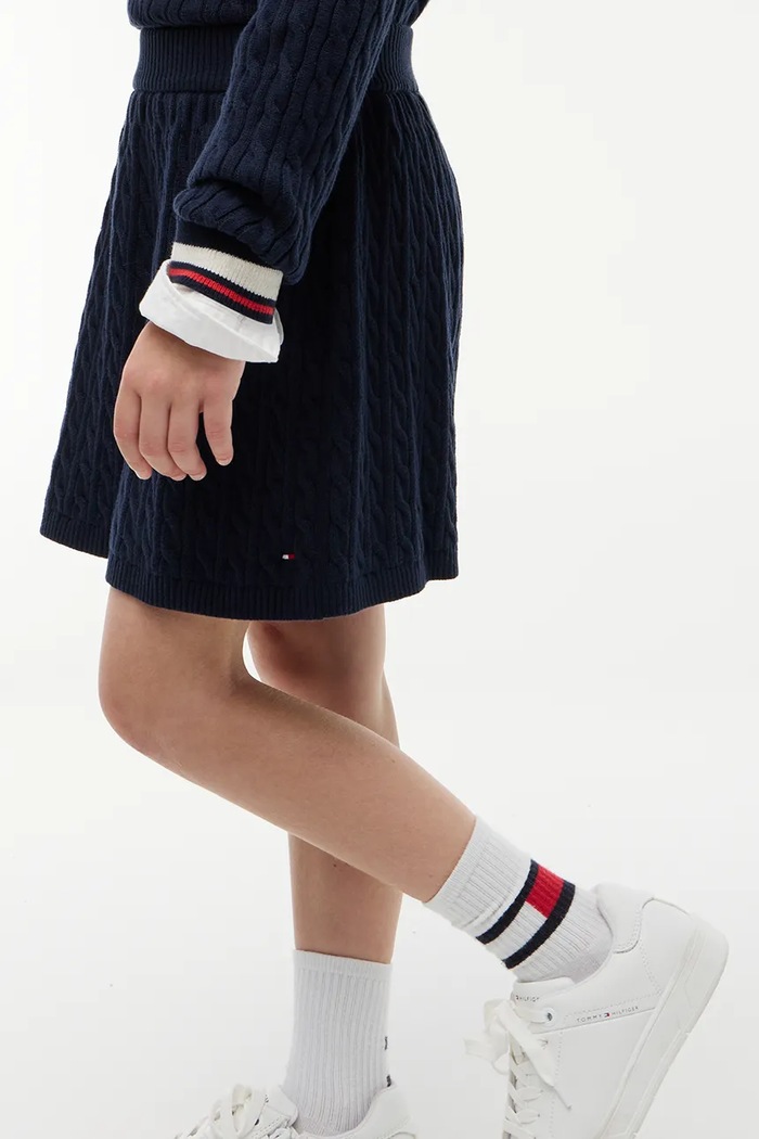 Spódnica rozkloszowana bawełniana Tommy Hilfiger granatowy KG0KG09690.9BY2