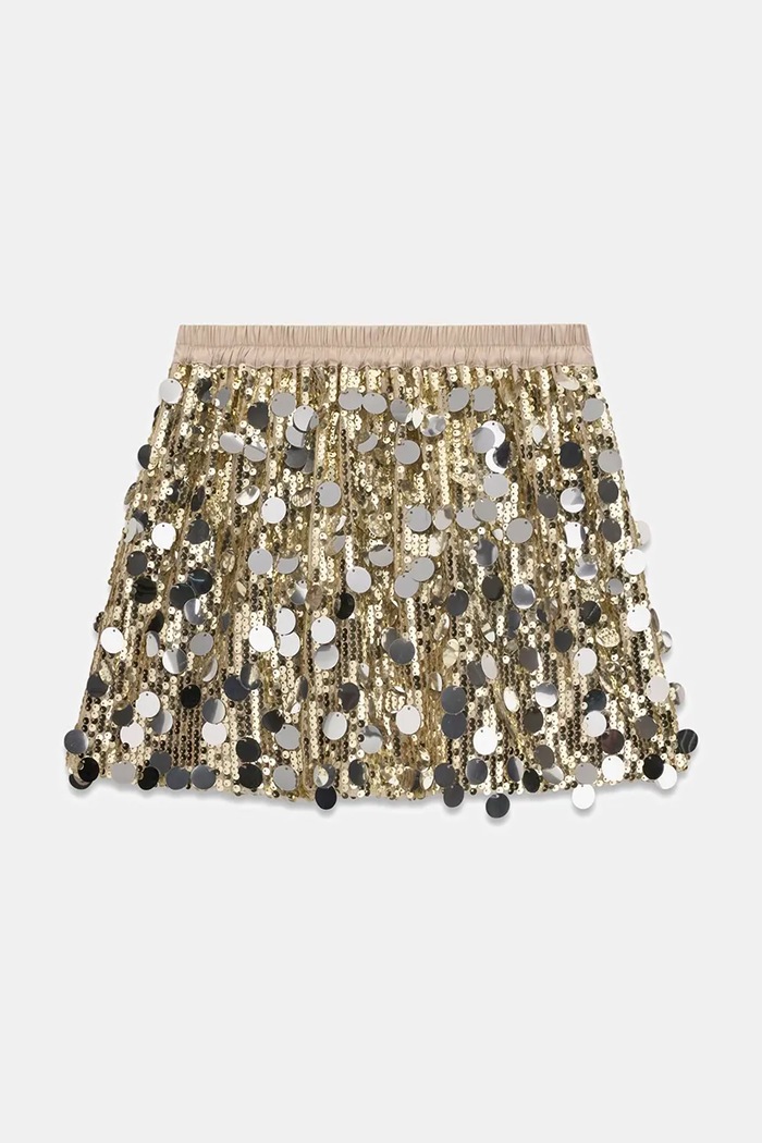 Guess Spódnica rozkloszowana J6BD03.K6726.9BY2 złoty AW26