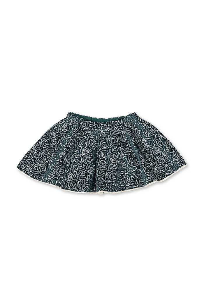 Konges Sløjd Spódnica rozkloszowana welurowa VIOLA SKIRT KS106322.9BY2 turkusowy AW26