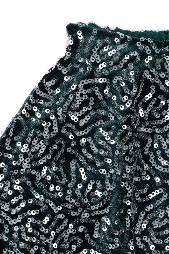 Spódnica rozkloszowana welurowa VIOLA SKIRT Konges Sløjd KS106322.9BY2 turkusowy