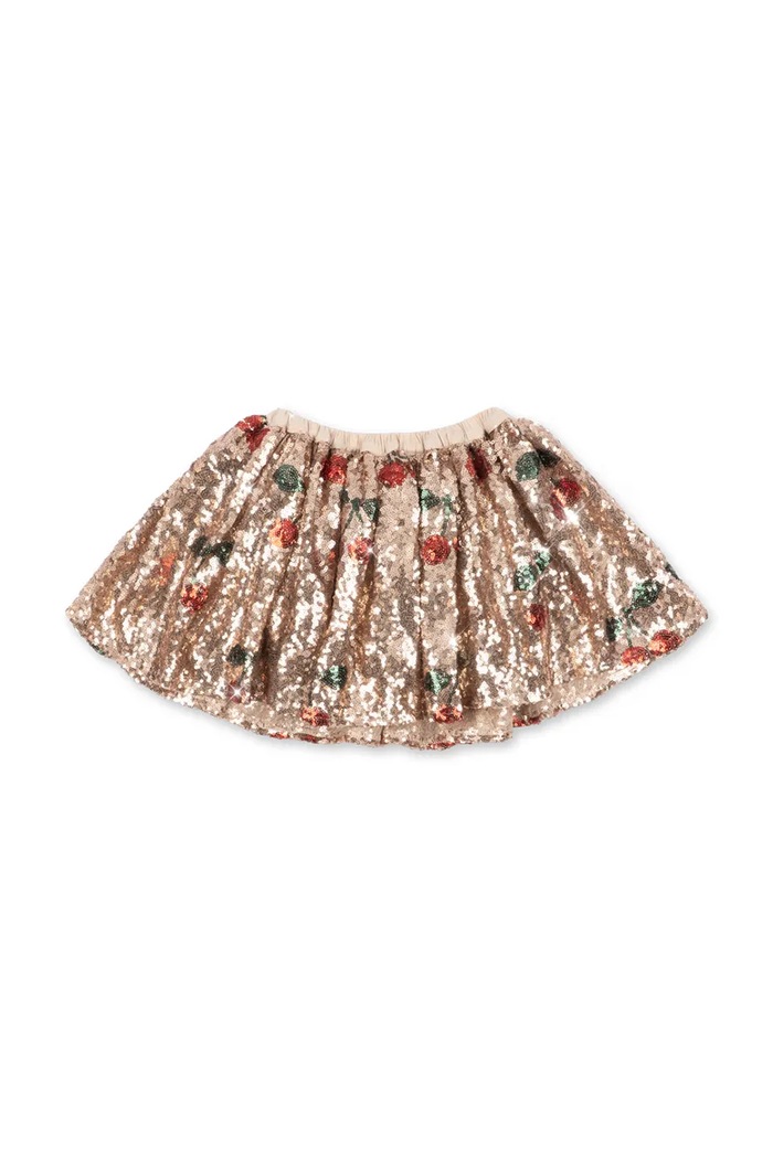 Konges Sløjd Spódnica rozkloszowana STARLA SEQUIN SKIRT KS106258.9BY2 beżowy AW26