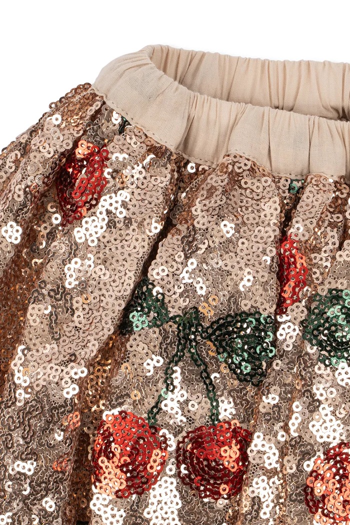 Dziewczynka Konges Sløjd Spódnica rozkloszowana STARLA SEQUIN SKIRT KS106258.9BY2 beżowy