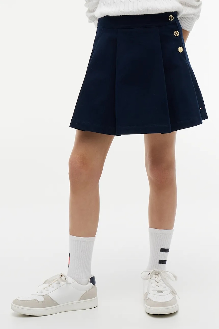 Tommy Hilfiger spódnica rozkloszowana z bawełną granatowy KG0KG09436.9BY2