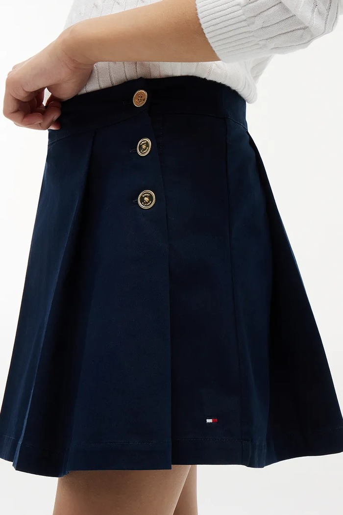 Tommy Hilfiger spódnica rozkloszowana z bawełną KG0KG09436.9BY2 granatowy