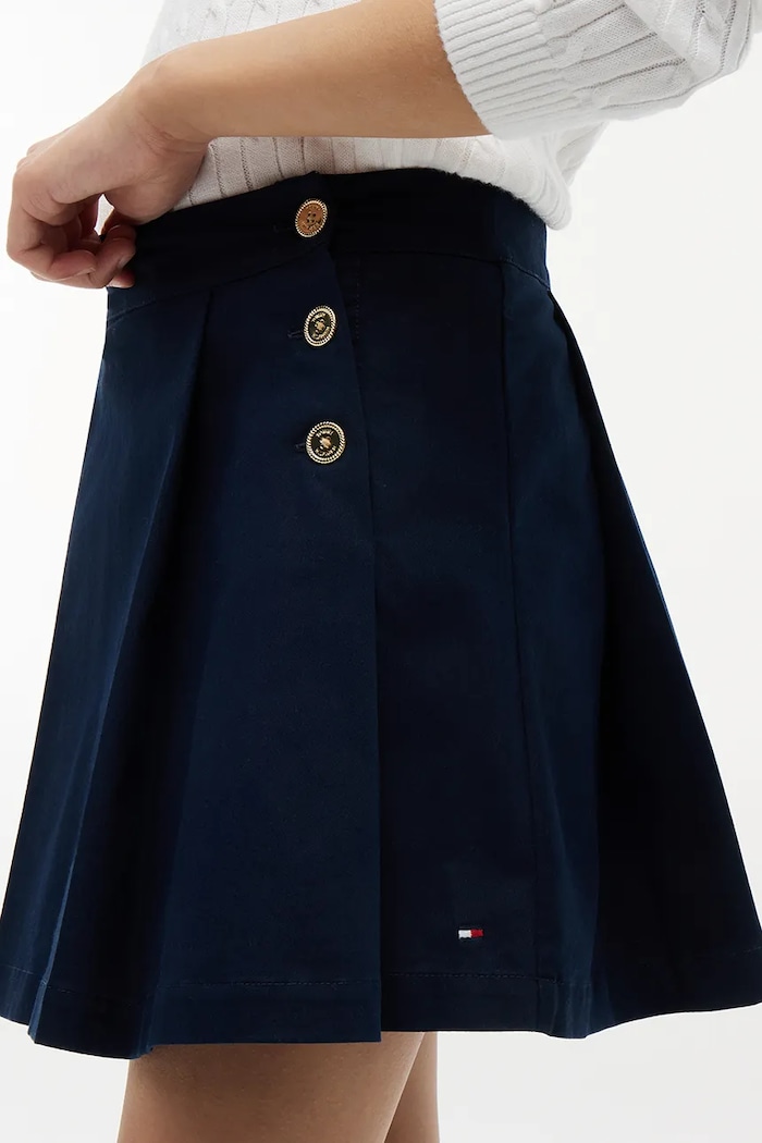 Tommy Hilfiger spódnica rozkloszowana z bawełną KG0KG09436.9BY2 granatowy