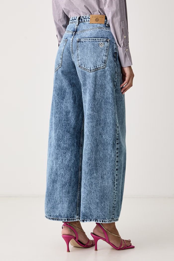 Odzież Haveone Jeansy wide leg damskie PFA.R089 niebieski