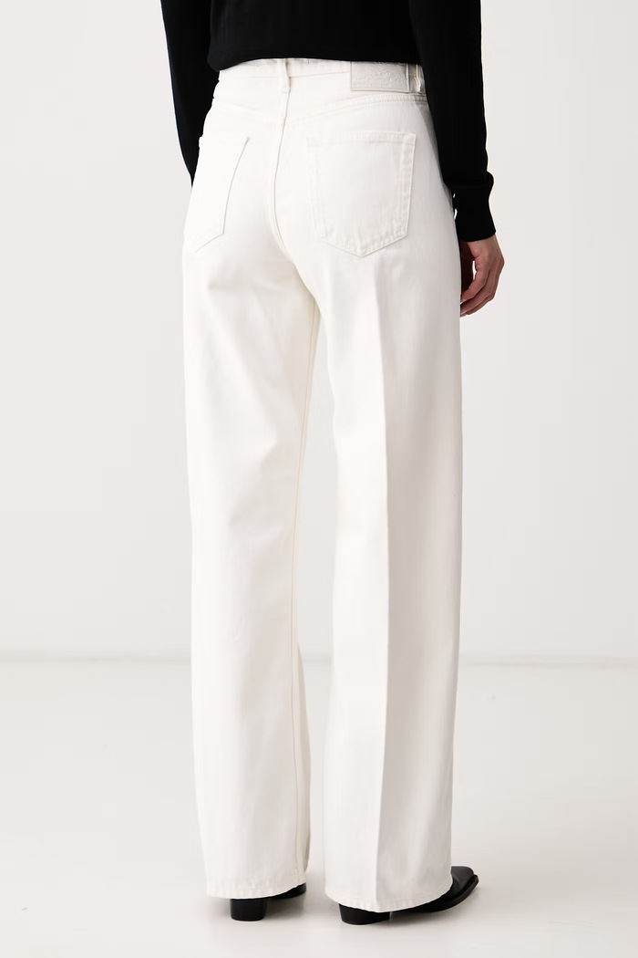 Oblečenie Sisley Rifle wide leg dámske 4RR5LE05H biela