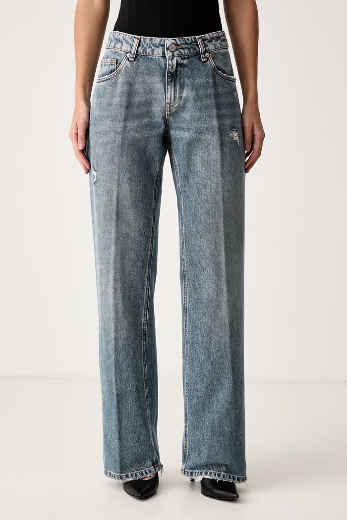 ViCOLO Jeansy straight damskie niebieski DAC5005