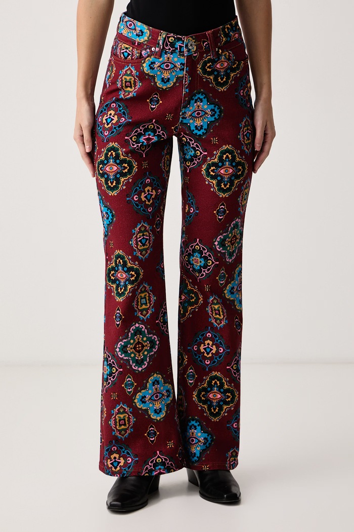 Never Fully Dressed Jeansy flare damskie bordowy NFDTR708