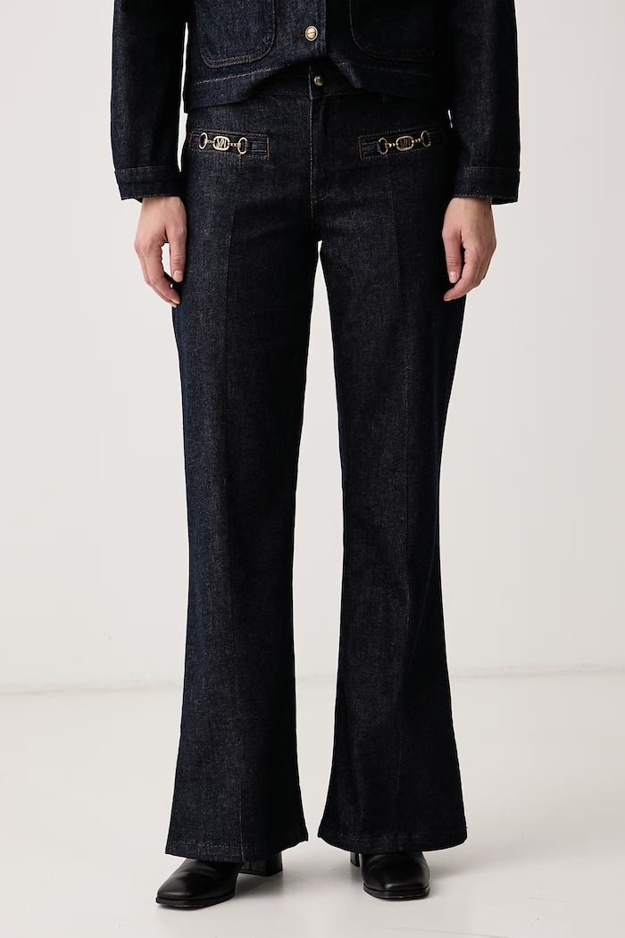 Mos Mosh Jeansy flare damskie Marlena granatowy 185100