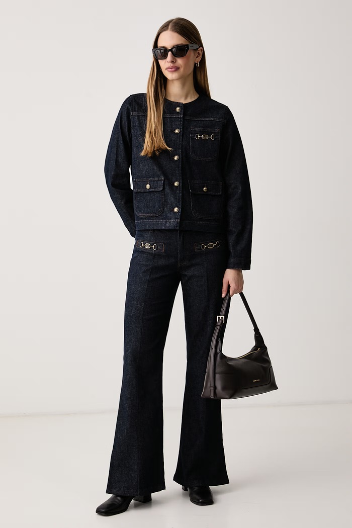 Mos Mosh Jeansy flare damskie Marlena 185100 granatowy AW26