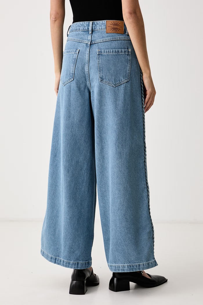 Odzież Never Fully Dressed Jeansy wide leg damskie NFDTR699 niebieski