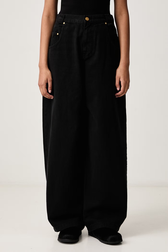 Willy Chavarria BAD GIRL blugi relaxed fit pentru femei negru MWDPA001.052N