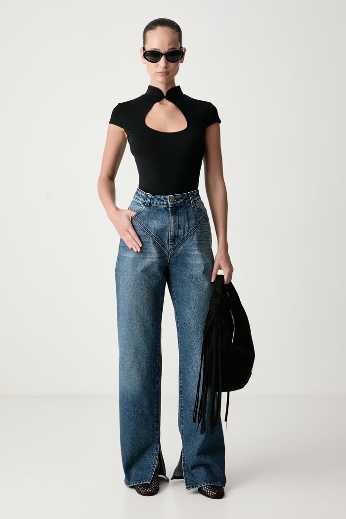 Le Privé Jeansy straight damskie DEMI JEANS BLEU LP00831 niebieski AW26