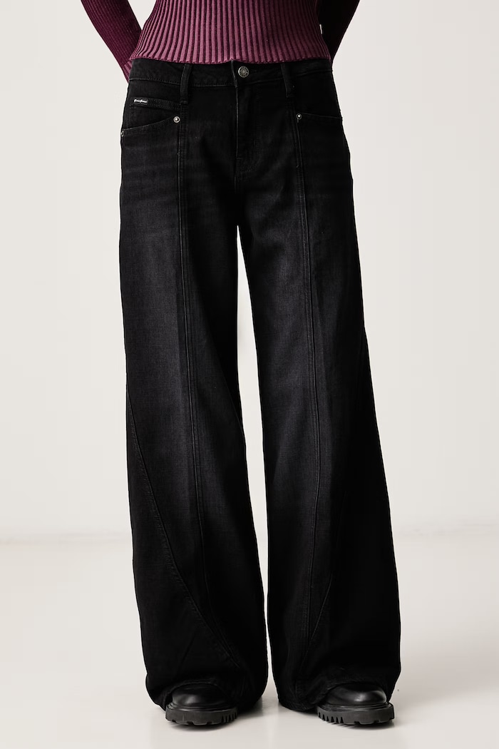 Guess Jeans Wide leg Γυναικεία μαύρο W6BA26.D1842