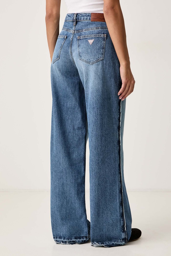 Odzież Guess Jeans Jeansy wide leg damskie W6BA18.D1795 niebieski