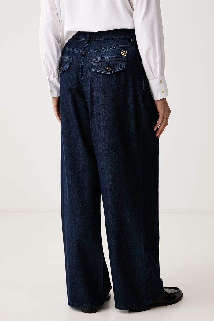Odzież Mos Mosh Jeansy wide leg damskie 182630 granatowy
