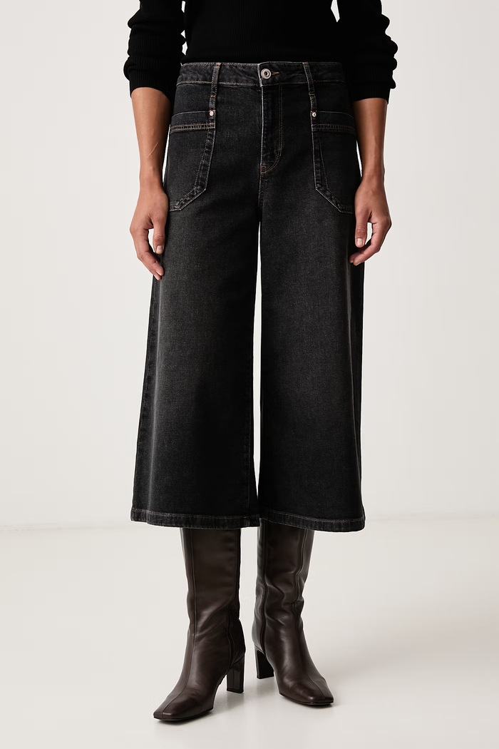 Mos Mosh Jeansy wide leg damskie czarny 182680