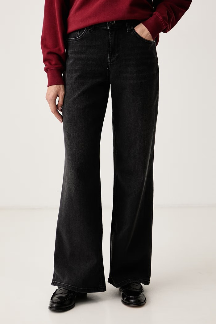 Mos Mosh Jeansy wide leg damskie czarny 181120