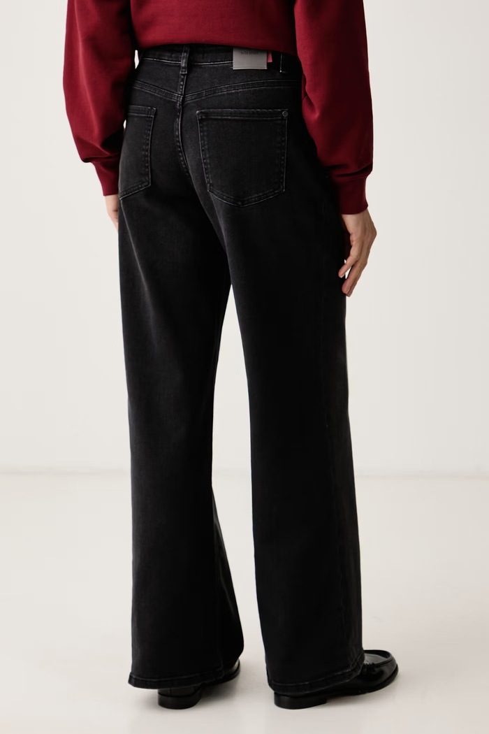 Odzież Mos Mosh Jeansy wide leg damskie 181120 czarny