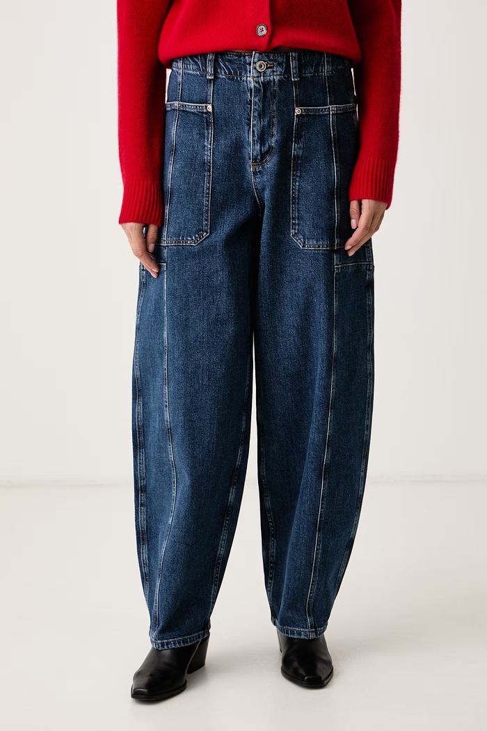 Mos Mosh Jeansy barrel damskie niebieski 182640