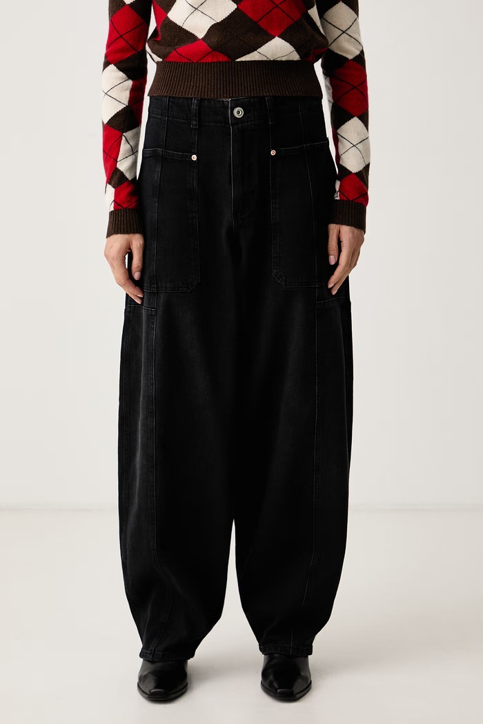 Mos Mosh Jeansy barrel damskie czarny 182640