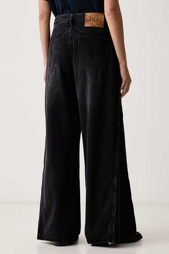 Odzież Eleh Jeansy wide leg damskie EFWJ260004 czarny