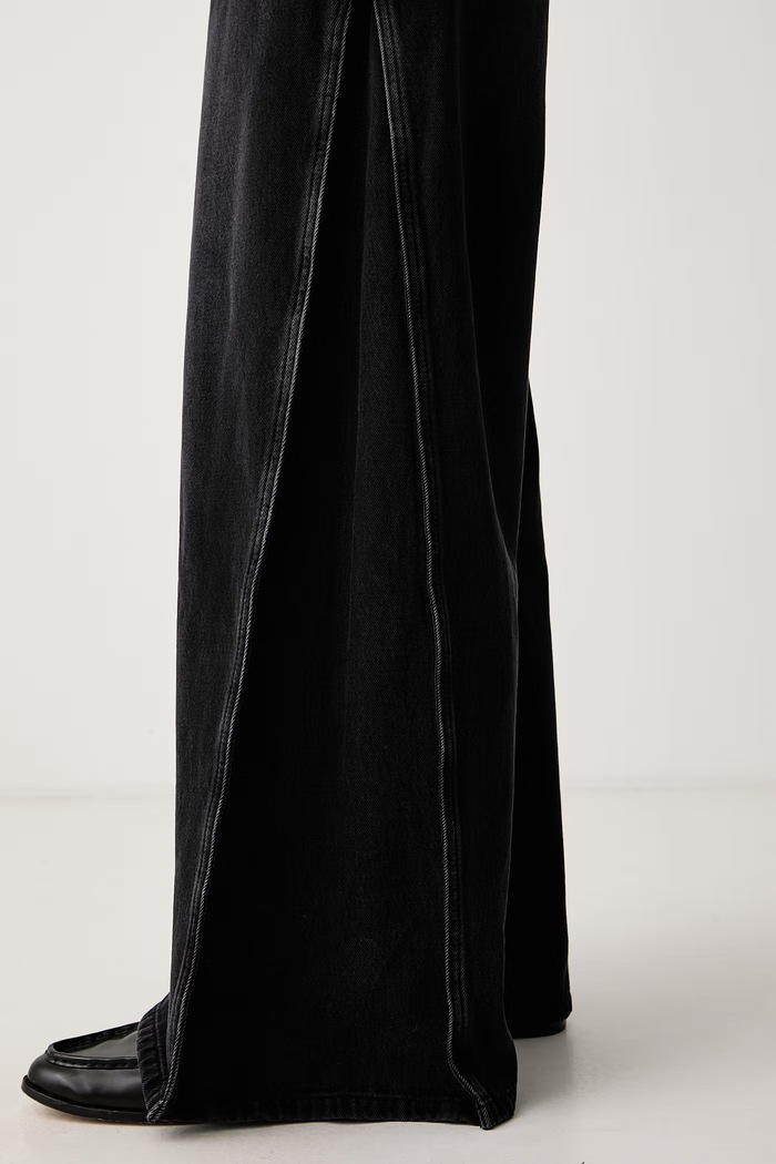 Jeansy wide leg damskie Eleh EFWJ260004 czarny