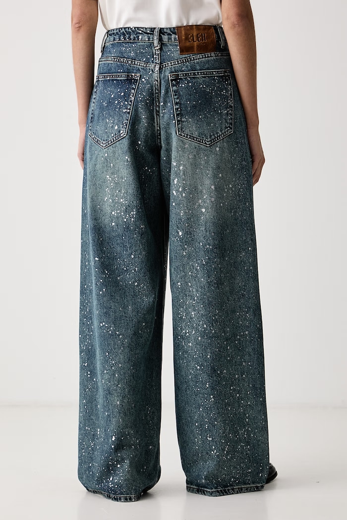 Odzież Eleh Jeansy wide leg damskie EFWJ260012 niebieski